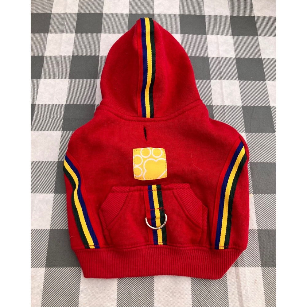 Fashion Pet Dog Hoodie XS Red Striped Sporty Fleece Sweatshirt 522RXS - Picture 2 of 13